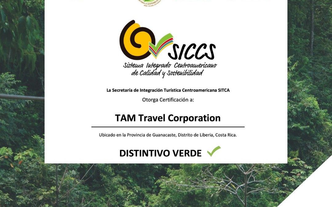 Top Sustainability Award for TAM Travel | Destination Services Costa Rica