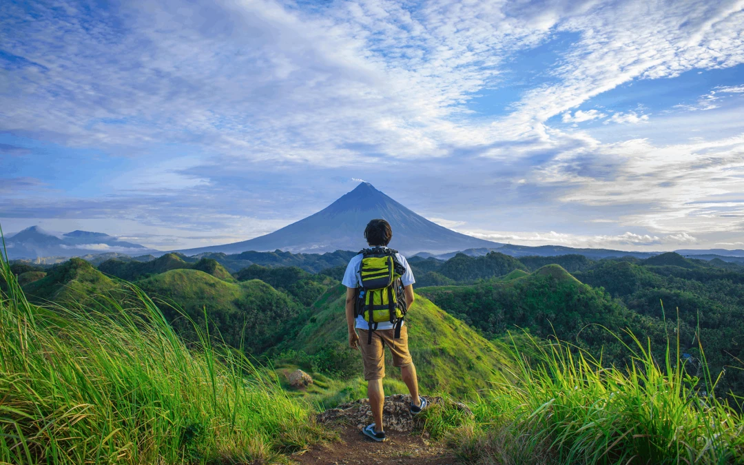 Man trekking on mountain